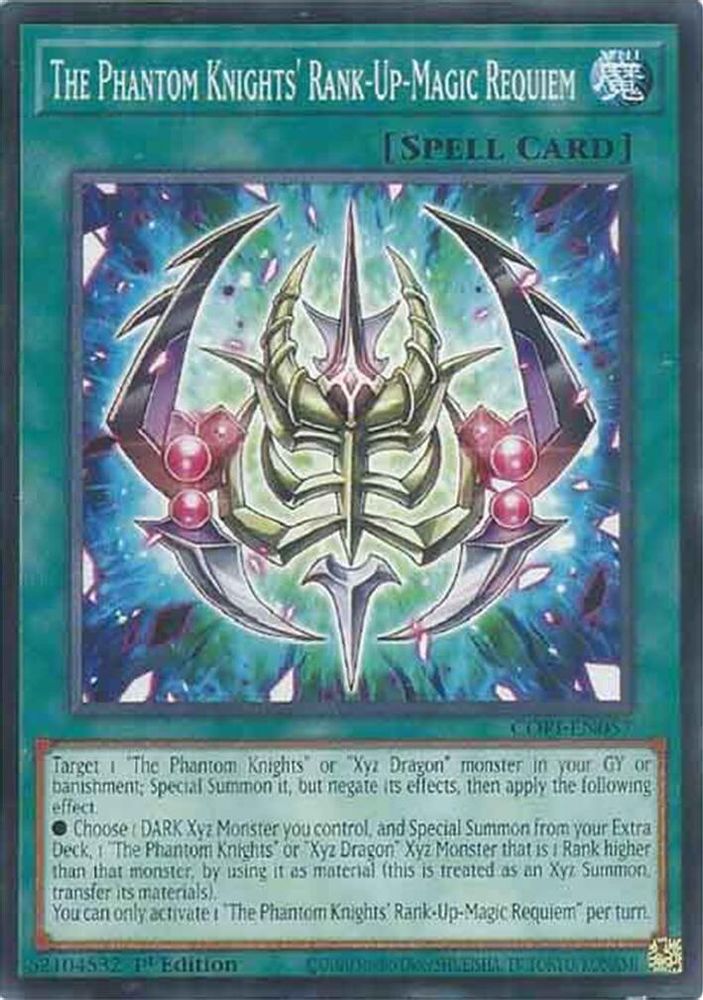 PLAYSET (3) 3x The Phantom Knights' Rank-Up-Magic Requiem - (CORI-EN057) - Common / Short Print 1st Edition