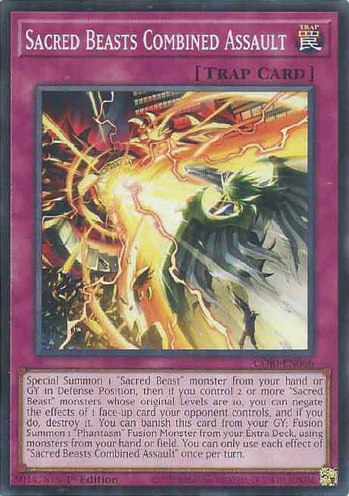 PLAYSET (3) 3x Sacred Beasts Combined Assault - (CORI-EN066) - Common / Short Print 1st Edition