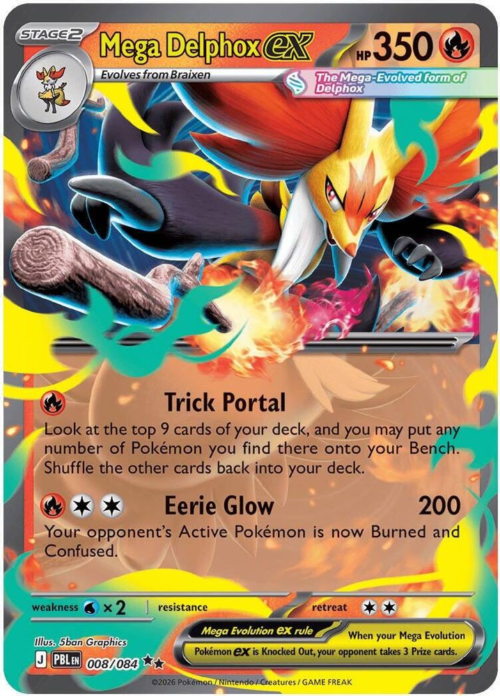 Mega Delphox ex - [  008 ] -  Double Rare - Pokemon ME05 Pitch Black