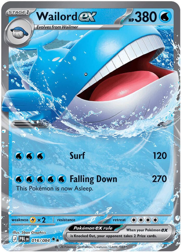 Wailord ex - [  016/084 ] -  Double Rare - Pokemon ME05 Pitch Black
