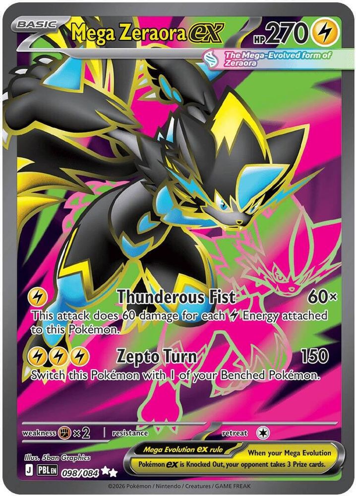 Mega Zeraora ex - [  098/084 ] -  Ultra Rare - Pokemon ME05 Pitch Black