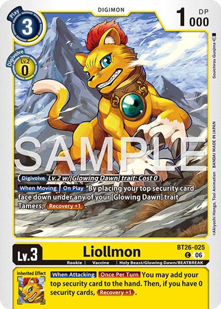 PLAYSET 4x Liollmon -  (BT26-025) Common - Digimon Timeless Bonds