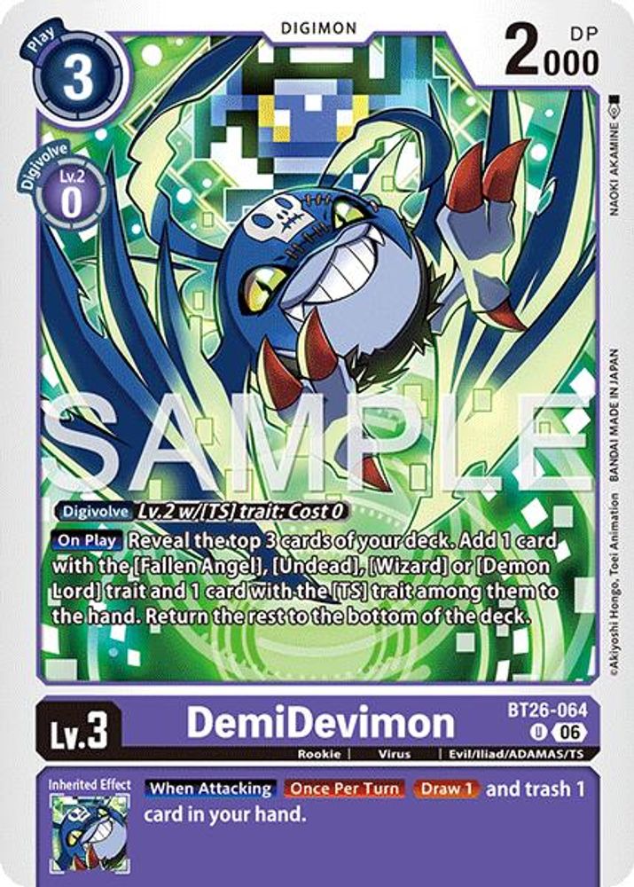 PLAYSET 4x DemiDevimon -  (BT26-064) Uncommon - Digimon Timeless Bonds