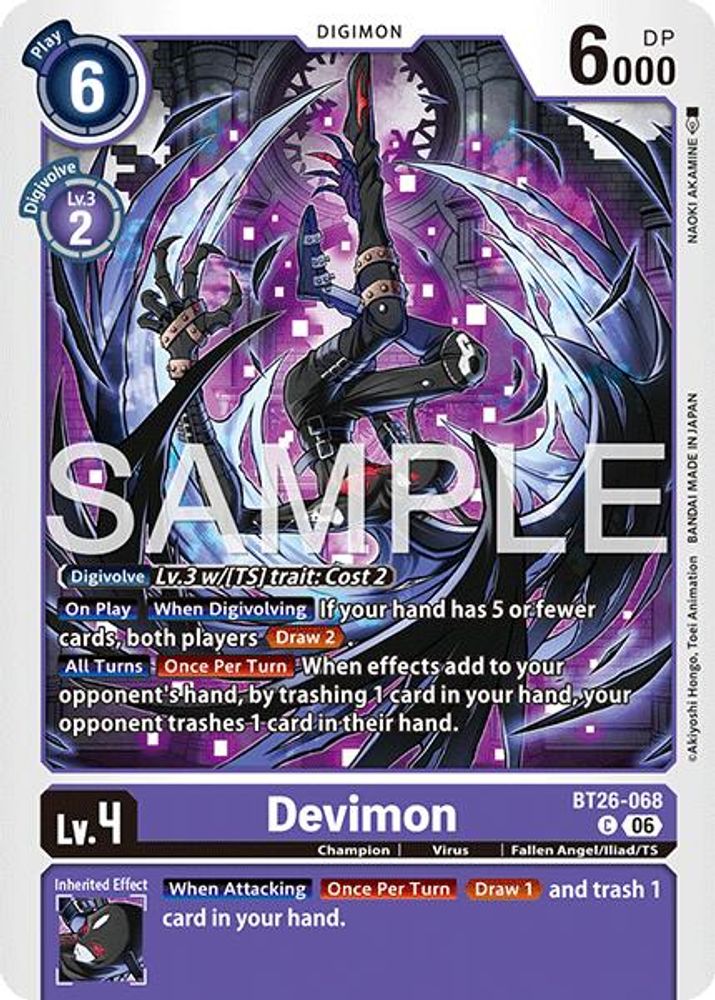 PLAYSET 4x Devimon -  (BT26-068) Common - Digimon Timeless Bonds
