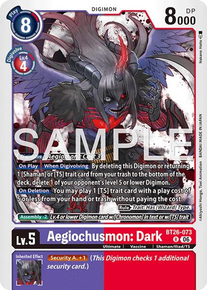 Aegiochusmon: Dark (BT26-073) Rare - Digimon Timeless Bonds