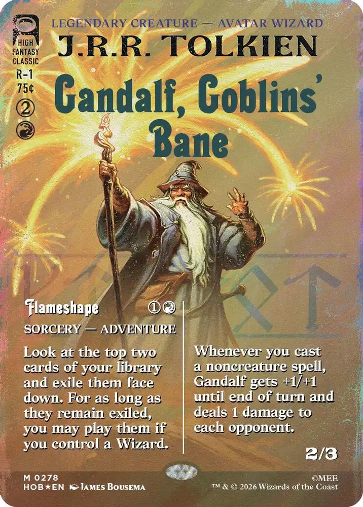 [FOIL] Gandalf, Goblins' Bane (Borderless) (Surge Foil) #278 - MYTHIC HOB - The Hobbit
