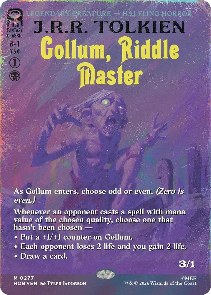 [FOIL] Gollum, Riddle Master (Borderless) (Surge Foil) #277 - MYTHIC HOB - The Hobbit