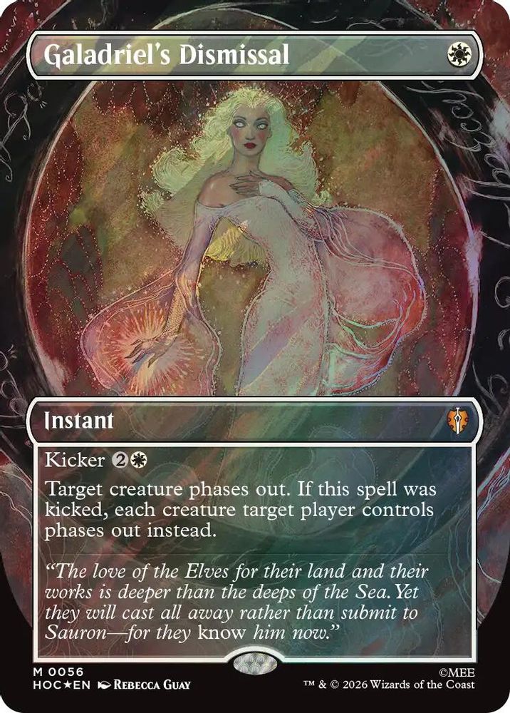 [FOIL] Galadriel's Dismissal (Borderless) (Surge Foil) #056 - RARE HOC - The Hobbit: Eternal-Legal