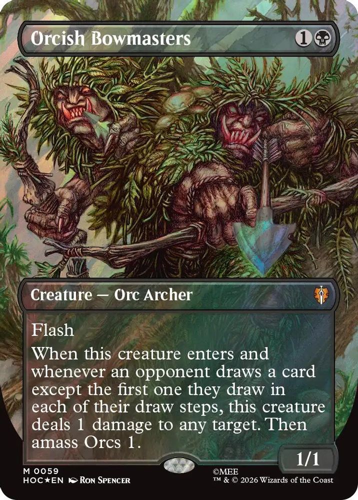 [FOIL] Orcish Bowmasters (Borderless) (Surge Foil) #059 - MYTHIC HOC - The Hobbit: Eternal-Legal