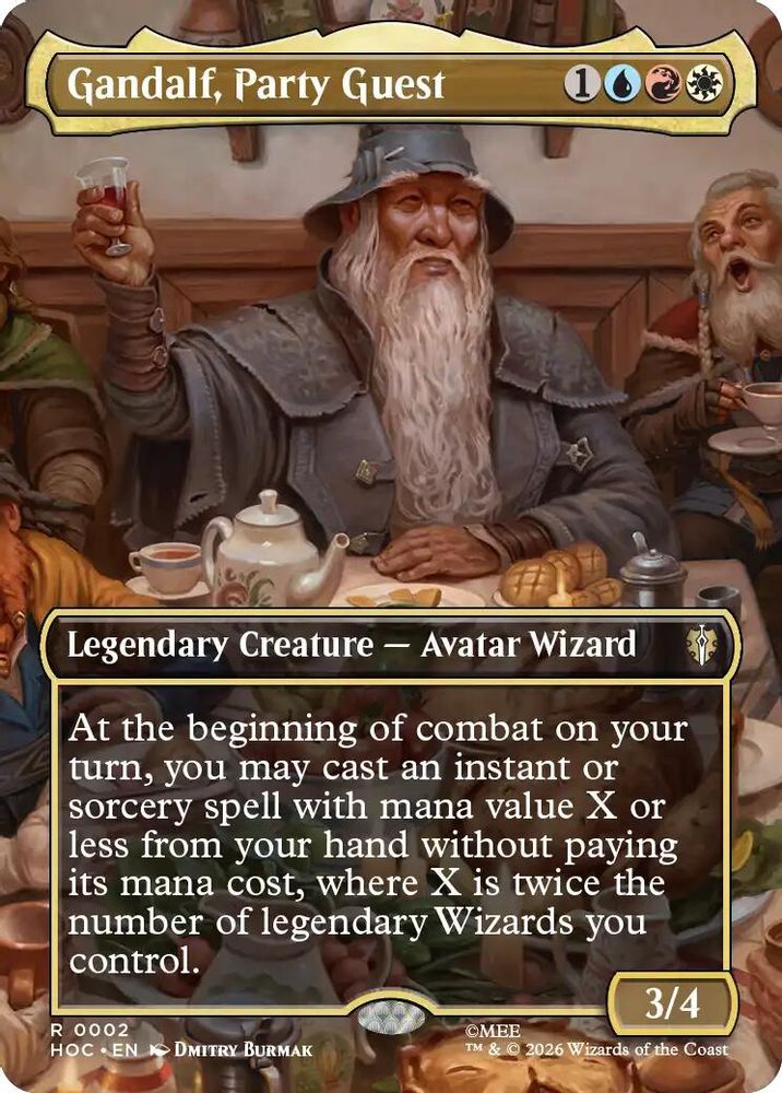 Gandalf, Party Guest (Borderless) #002 - RARE HOC - The Hobbit: Eternal-Legal
