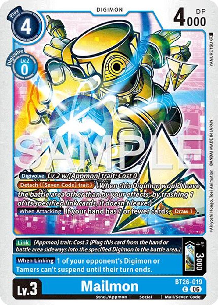 PLAYSET 4x Mailmon -  (BT26-019) Common - Digimon Timeless Bonds