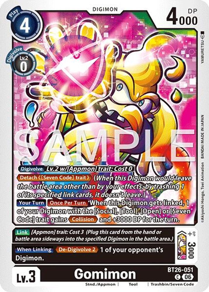 PLAYSET 4x Gomimon -  (BT26-051) Common - Digimon Timeless Bonds