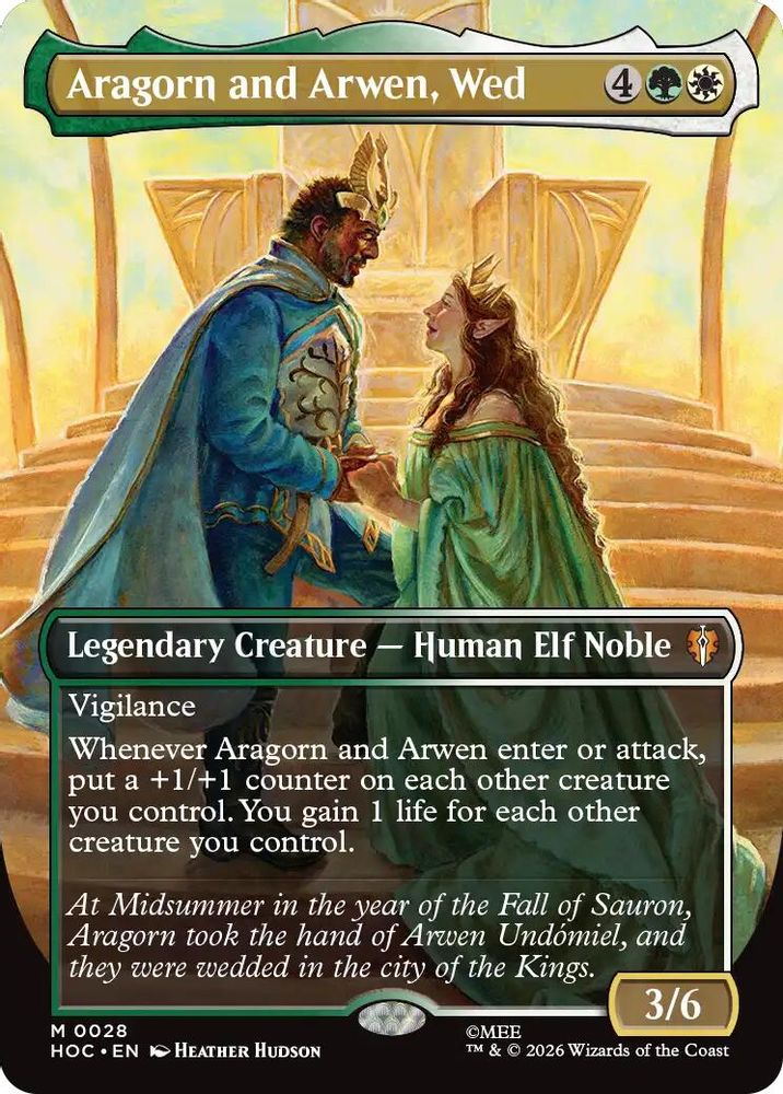 [FOIL] Aragorn and Arwen, Wed (Borderless) #028 - MYTHIC HOC - The Hobbit: Eternal-Legal