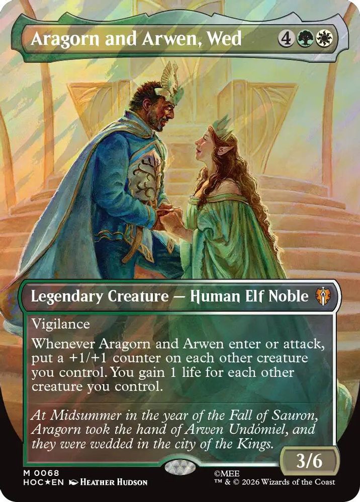 [FOIL] Aragorn and Arwen, Wed (Borderless) (Surge Foil) #068 - MYTHIC HOC - The Hobbit: Eternal-Legal