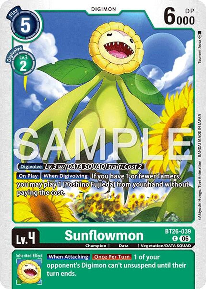 PLAYSET 4x Sunflowmon -  (BT26-039) Common - Digimon Timeless Bonds