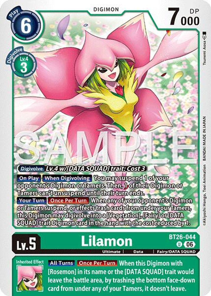 PLAYSET 4x Lilamon -  (BT26-044) Uncommon - Digimon Timeless Bonds