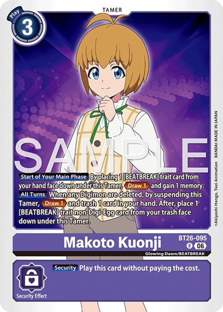 Makoto Kuonji (BT26-095) Rare - Digimon Timeless Bonds