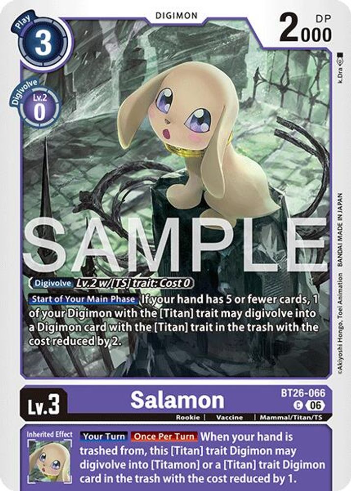 PLAYSET 4x Salamon -  (BT26-066) Common - Digimon Timeless Bonds