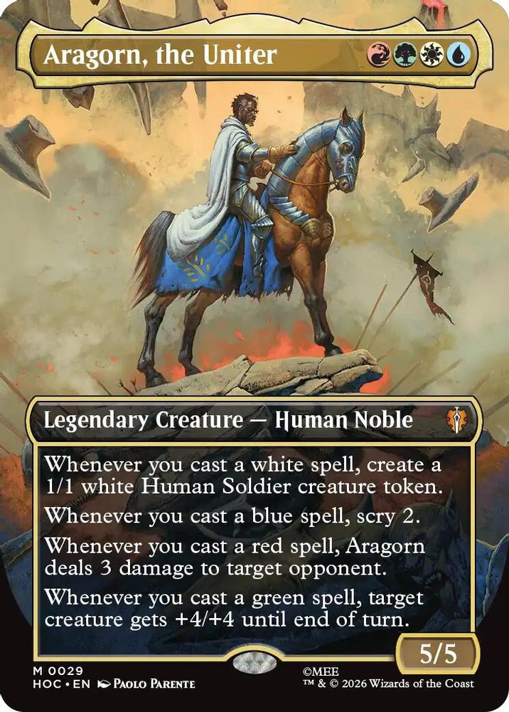 [FOIL] Aragorn, the Uniter (Borderless) #029 - MYTHIC HOC - The Hobbit: Eternal-Legal