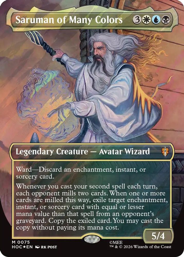 [FOIL] Saruman of Many Colors (Borderless) (Surge Foil) #075 - MYTHIC HOC - The Hobbit: Eternal-Legal