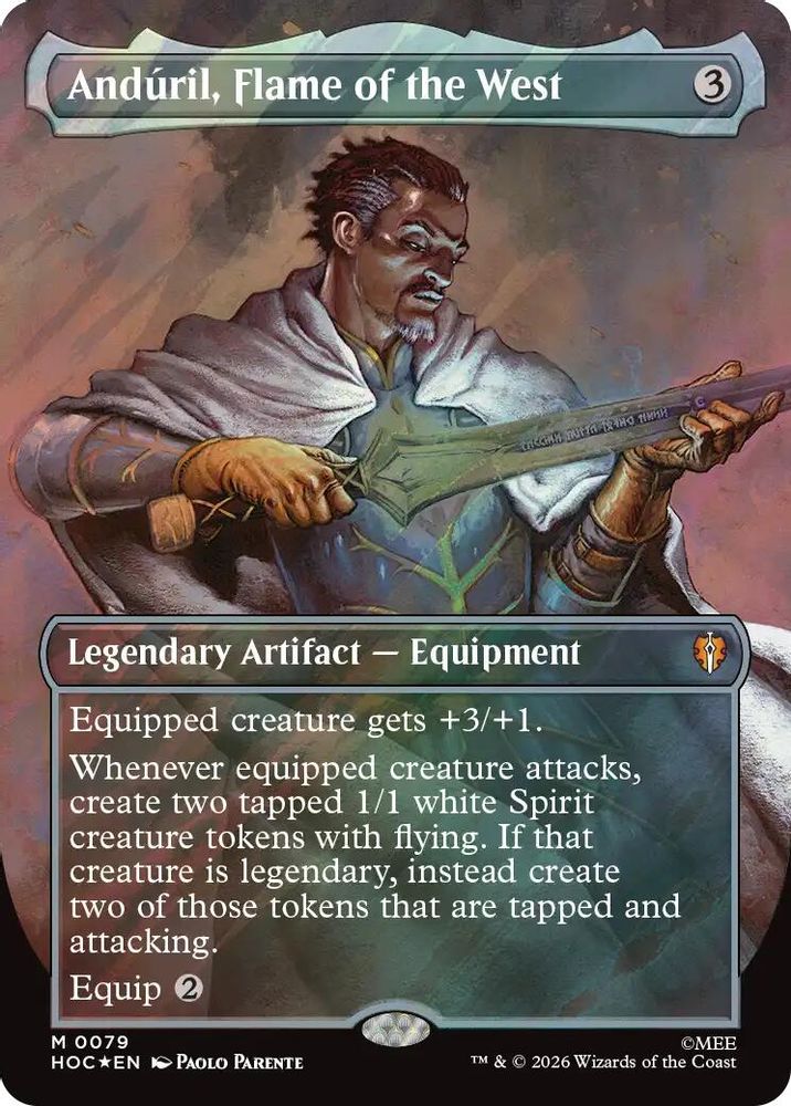 [FOIL] Anduril, Flame of the West (Borderless) (Surge Foil) #079 - MYTHIC HOC - The Hobbit: Eternal-Legal