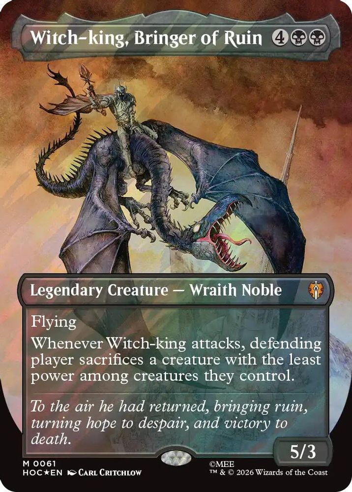 [FOIL] Witch-king, Bringer of Ruin (Borderless) (Surge Foil) #061 - MYTHIC HOC - The Hobbit: Eternal-Legal