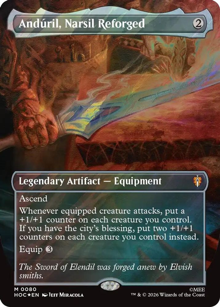 [FOIL] Anduril, Narsil Reforged (Borderless) (Surge Foil) #080 - MYTHIC HOC - The Hobbit: Eternal-Legal