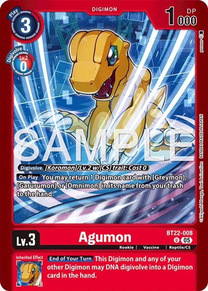 Agumon (BT22-008) - UNCOMMON - LM-08 Digimon Limited Card Pack Final Crest
