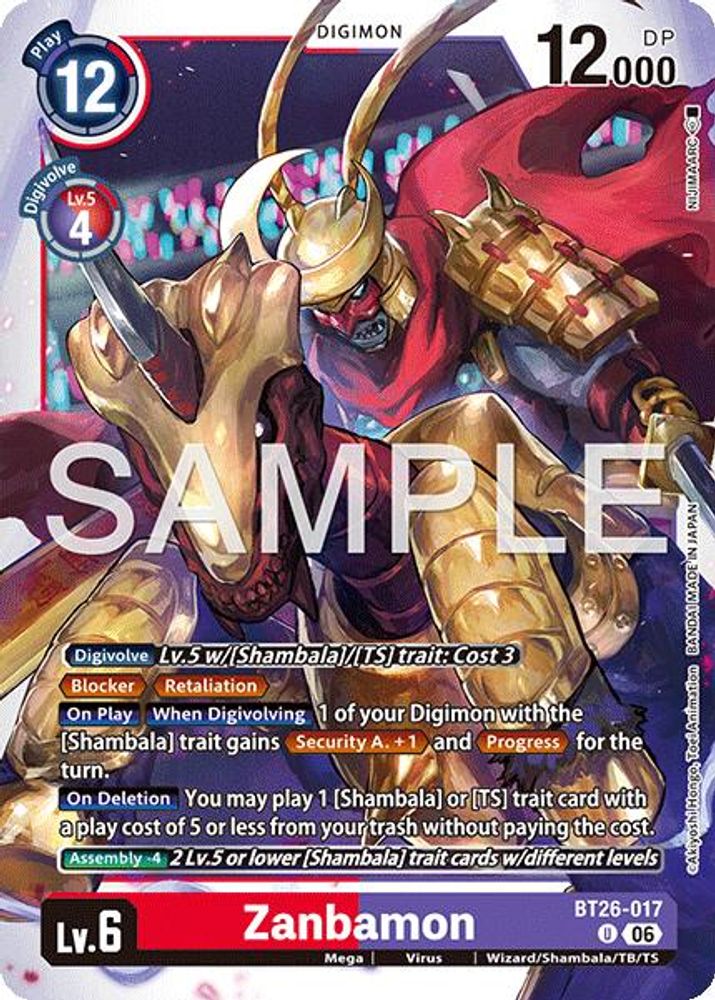 PLAYSET 4x Zanbamon -  (BT26-017) Uncommon - Digimon Timeless Bonds
