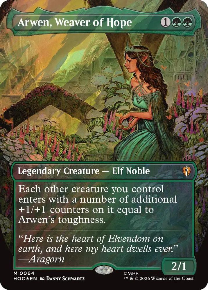 [FOIL] Arwen, Weaver of Hope (Borderless) (Surge Foil) #064 - MYTHIC HOC - The Hobbit: Eternal-Legal