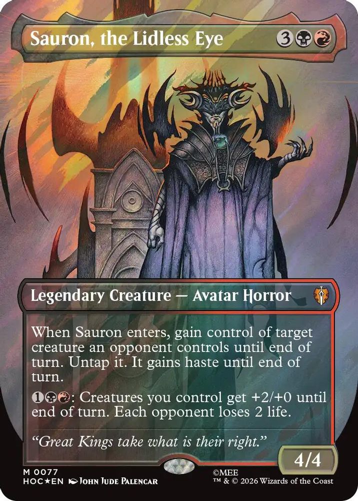 Sauron, the Lidless Eye (Borderless) (Surge Foil) #077 - MYTHIC HOC - The Hobbit: Eternal-Legal
