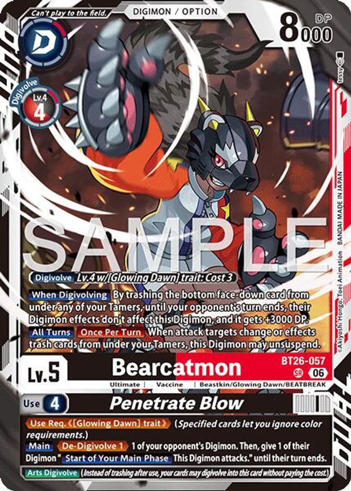 Bearcatmon // Penetrate Blow (BT26-057) Super Rare - Digimon Timeless Bonds