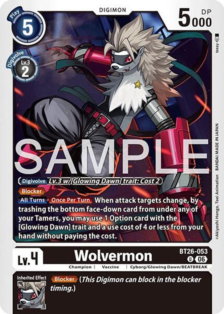 PLAYSET 4x Wolvermon -  (BT26-053) Uncommon - Digimon Timeless Bonds