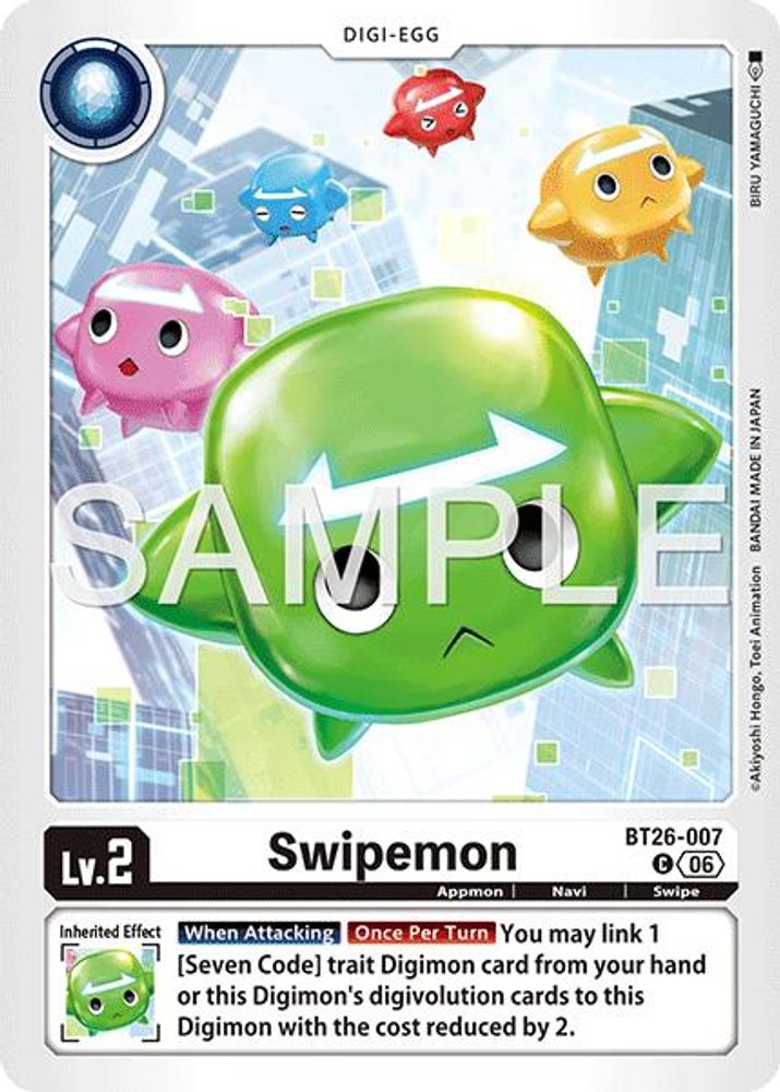 PLAYSET 4x Swipemon -  (BT26-007) Common - Digimon Timeless Bonds