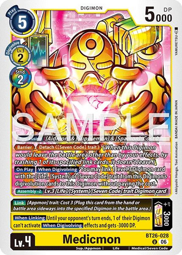 PLAYSET 4x Medicmon -  (BT26-028) Uncommon - Digimon Timeless Bonds