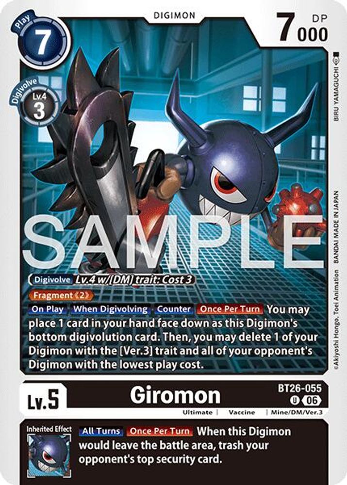 PLAYSET 4x Giromon -  (BT26-055) Uncommon - Digimon Timeless Bonds