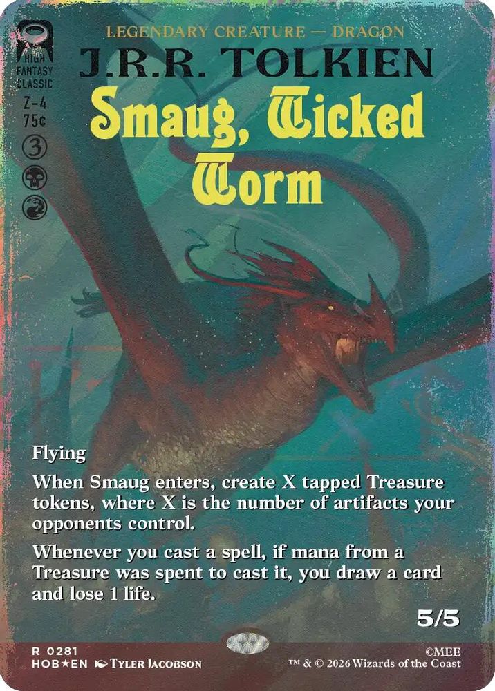 [FOIL] Smaug, Wicked Worm (Borderless) (Surge Foil) #281 - RARE HOB - The Hobbit