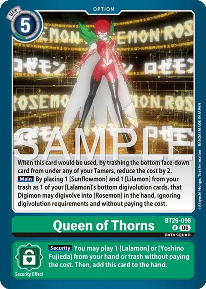 PLAYSET 4x Queen of Thorns -  (BT26-098) Uncommon - Digimon Timeless Bonds