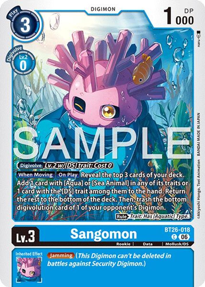 PLAYSET 4x Sangomon -  (BT26-018) Common - Digimon Timeless Bonds
