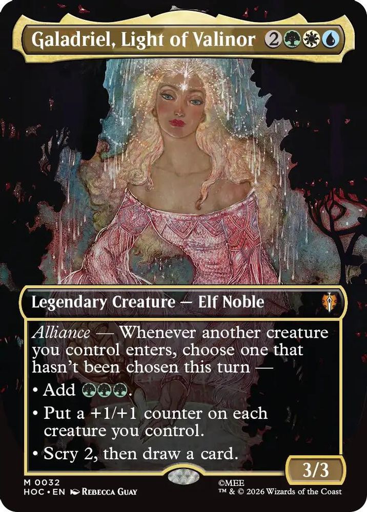 [FOIL] Galadriel, Light of Valinor (Borderless) #032 - MYTHIC HOC - The Hobbit: Eternal-Legal