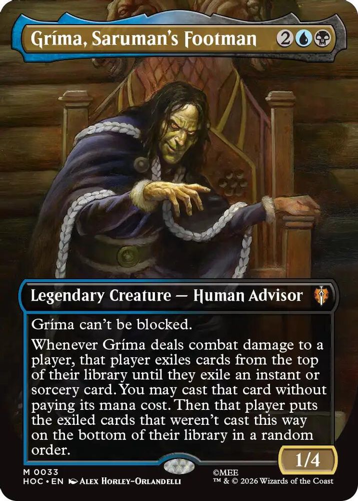 [FOIL] Grima, Saruman's Footman (Borderless) #033 - MYTHIC HOC - The Hobbit: Eternal-Legal