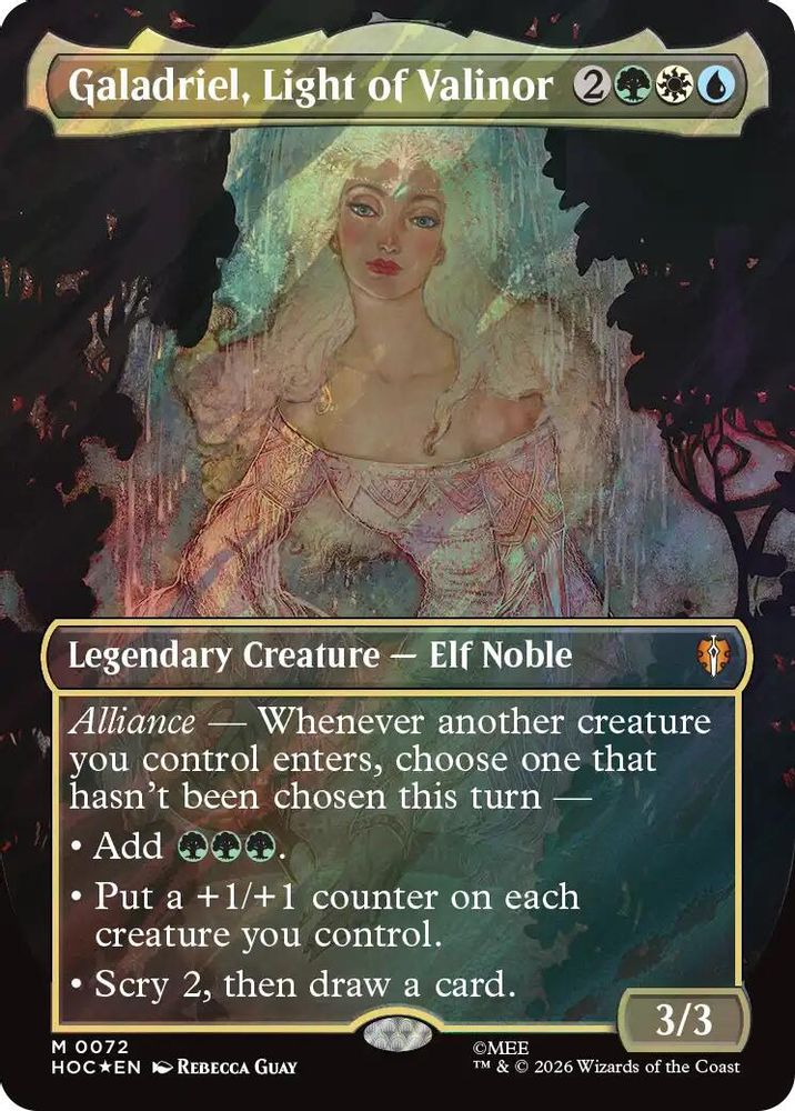[FOIL] Galadriel, Light of Valinor (Borderless) (Surge Foil) #072 - MYTHIC HOC - The Hobbit: Eternal-Legal