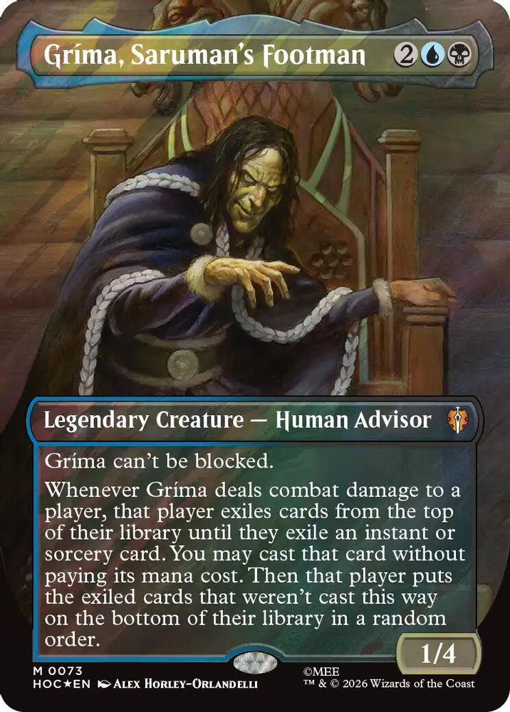 [FOIL] Grima, Saruman's Footman (Borderless) (Surge Foil) #073 - MYTHIC HOC - The Hobbit: Eternal-Legal