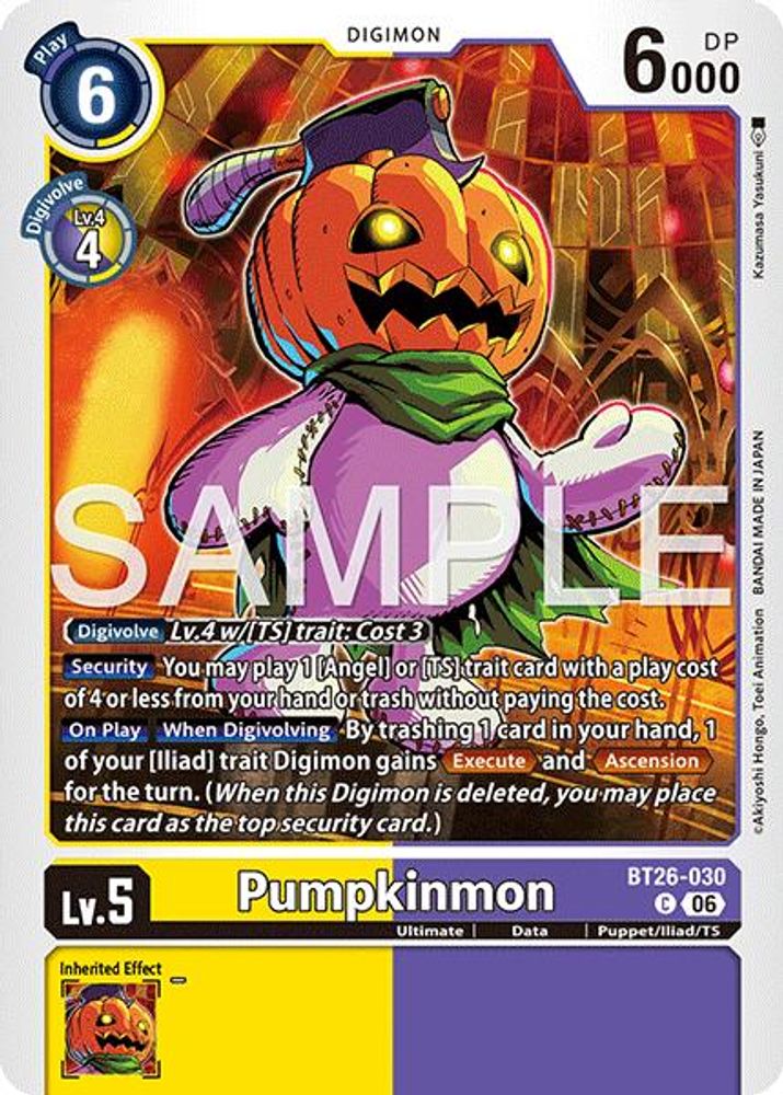 PLAYSET 4x Pumpkinmon -  (BT26-030) Common - Digimon Timeless Bonds