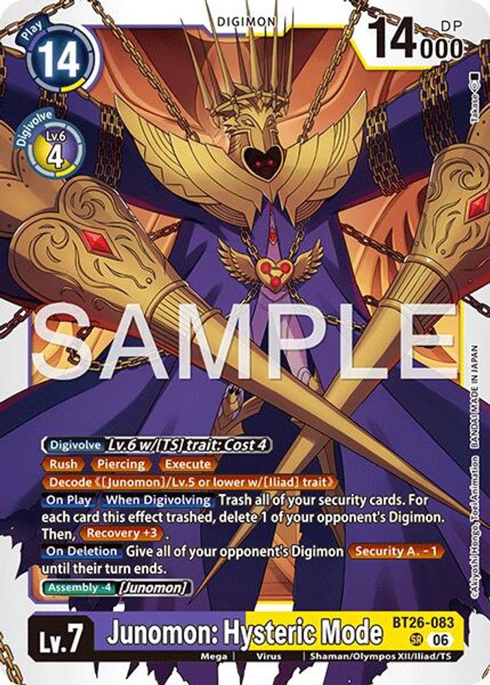 Junomon: Hysteric Mode (BT26-083) Super Rare - Digimon Timeless Bonds