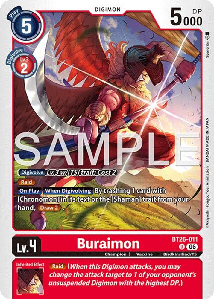 PLAYSET 4x Buraimon -  (BT26-011) Uncommon - Digimon Timeless Bonds