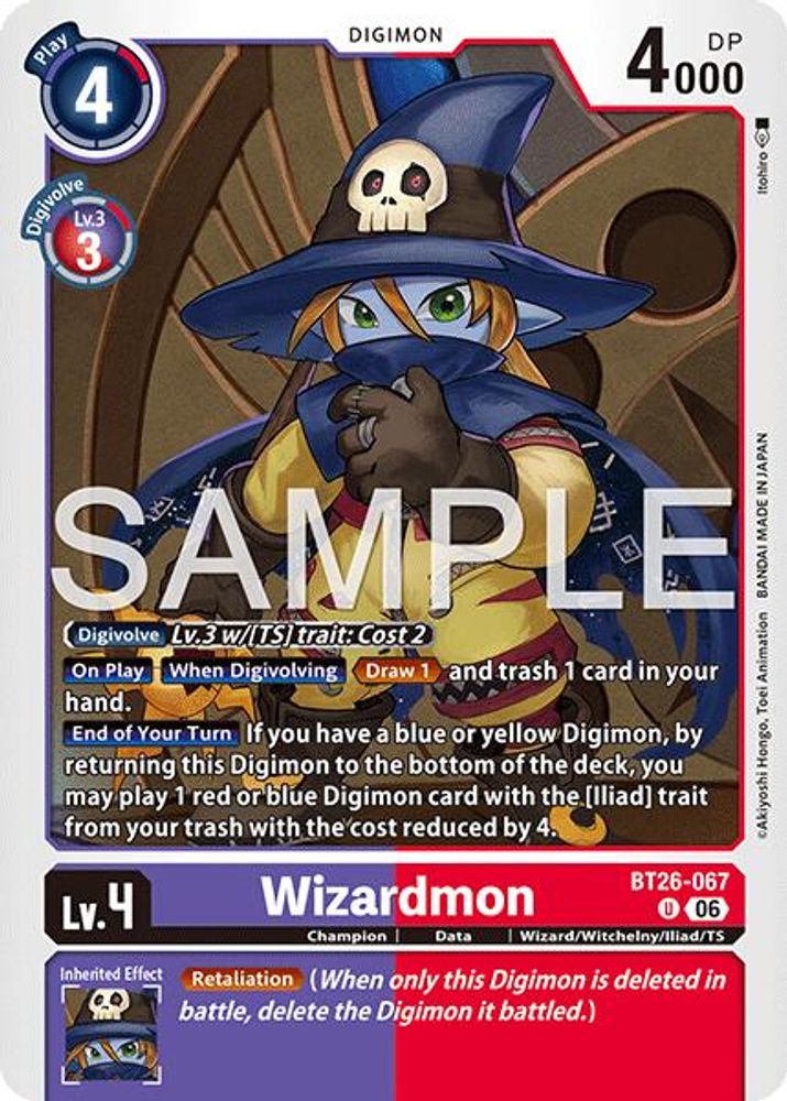 PLAYSET 4x Wizardmon -  (BT26-067) Uncommon - Digimon Timeless Bonds