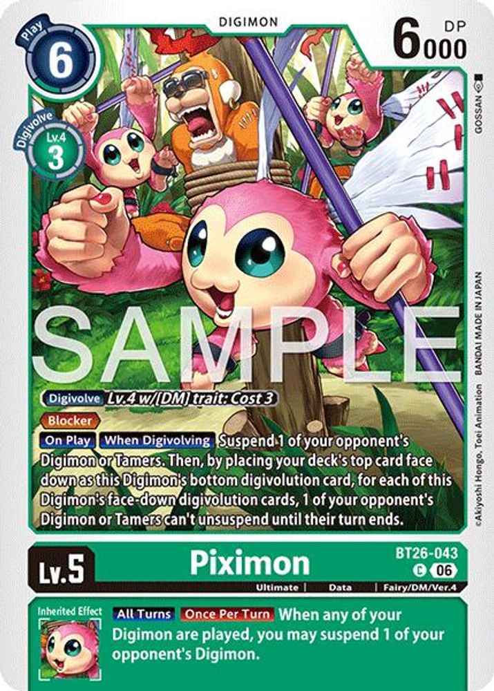 PLAYSET 4x Piximon -  (BT26-043) Common - Digimon Timeless Bonds