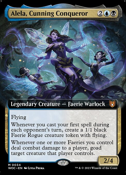 [FOIL BODERLESS] Alela, Cunning Conqueror - #034 - Mythic Wilds Of Eldraine Commander