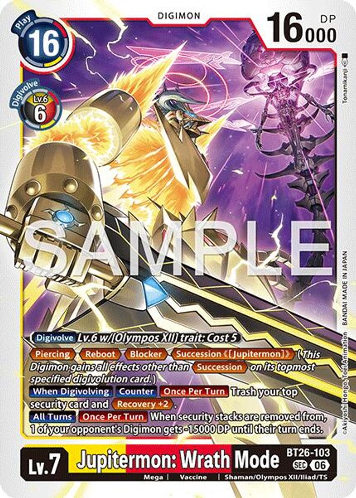 Jupitermon: Wrath Mode - (BT26-103) Secret Rare - Digimon Timeless Bonds